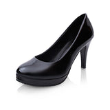 CEVABULE 2021 Spring Black Waterproof Platform High Heel Stiletto Women's Shoes OL Professional  Head Shallow Shoes Pumps LSS