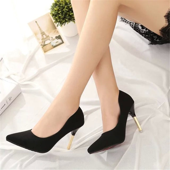 Grey Black Shoes Women Pumps Leather Shoes Sexy Pointed Red Sole High Heels Stiletto Ladies Evening Party 10cm Office Pumps