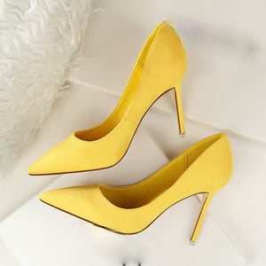 Shoes Women Pumps Fashion High Heels White Black Yellow Heel Shoes Ladies Party Bridal Wedding Shoes Women Stiletto 9CM