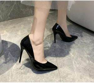 Hot Women super Shoes Pointed Toe Pumps Patent Leather Dresshigh Heels Boat Wedding Zapatos Mujer Red 10cm heel wedding shoes