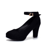 HOKSZVY 2020  Spring-Summer New round-Toe Chunky Heel Women's Shoes Wholesale Ankle Strap High Heels Shoes Large Size Shoes LSS