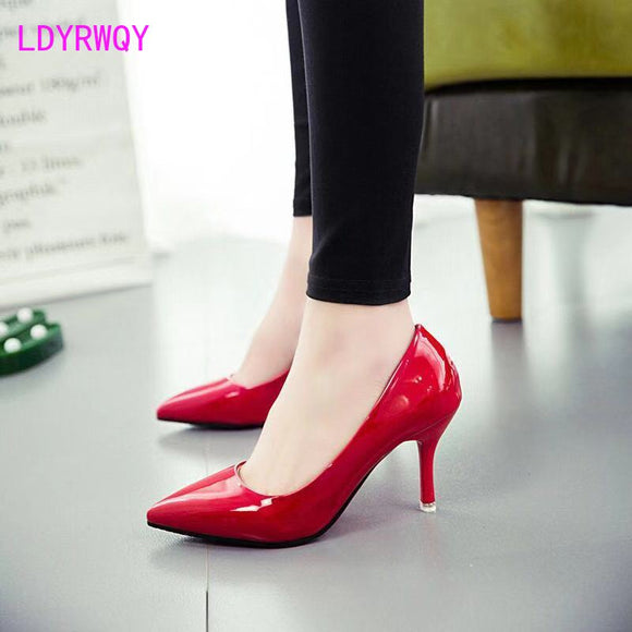 2021 spring 10cm nude colored pointed high heels stiletto women's singles black mid-heel shallow mouth
