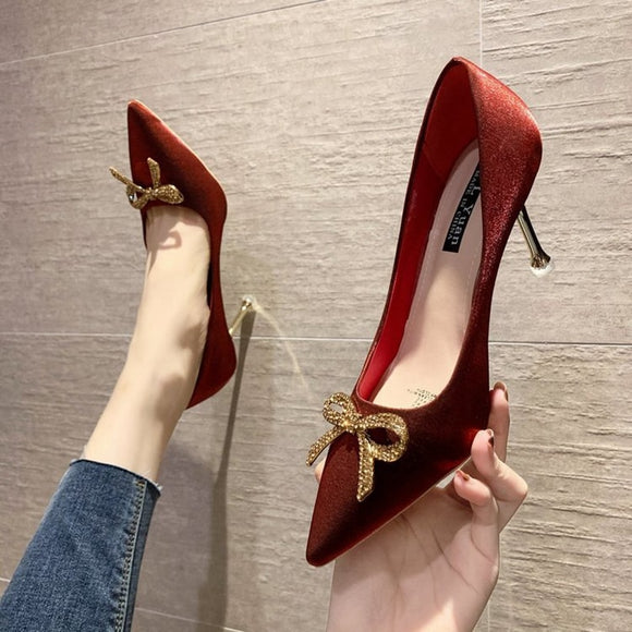 Women Fashion Leather Pointed Toe High Heels Party Office Wedding Shoes Women's Sexy Pumps Female Comfort Slip on Dress Shoes