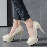 New Platform Shoes Women Pumps Solid Shallow Party Shoes Four Seasons Thin High Heels Shoes Single Elegant Contracted RALSWNAY