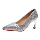 Most Shinny Glitter Wedding Shoes Bling Pointed Toe Pumps Bridesmaid High Heel Shoes Dress Party Women Shoes Size 34-39