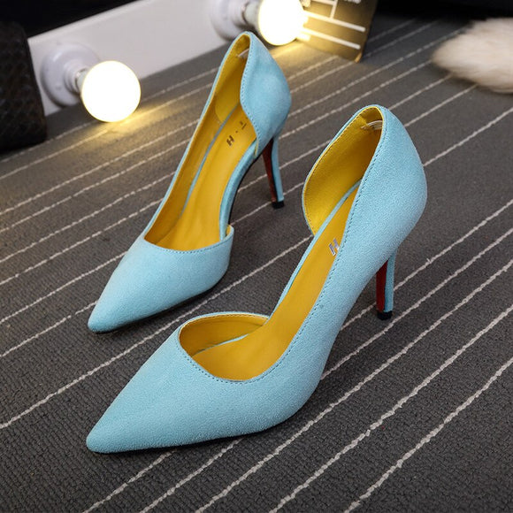 Faux Suede Women Pumps High Heels Women Shoes Fashion Lady Shoes Pointed Toe Thin Heels Ladies Shoes 2020 New Party Shoes Woman