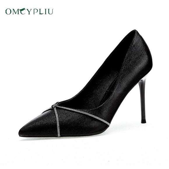Womens Shoes High Heels Plus Size Woman Pumps Fashion Silver Shallow Mouth Classic Black Banquet Female Heel Shoes Zapatos mujer