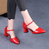 Women's Shoes Pumps 2021 Summer Black High Heels Work Leather Luxury Designer Ladies Shoes Plus Size Women Shoe Zapatos mujer