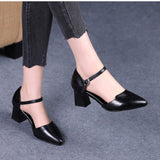 Women's Shoes Pumps 2021 Summer Black High Heels Work Leather Luxury Designer Ladies Shoes Plus Size Women Shoe Zapatos mujer