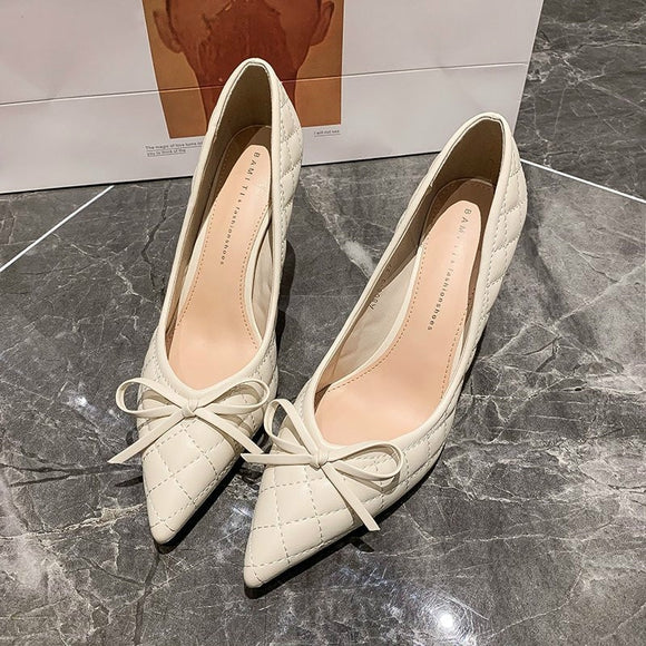 Womens Shoes Hot High Heels Casual Sexy Fashion Pumps Elegant Sweet Butterfly-Knot Ladies Party Pumps Thin Heels Zapato Mujer