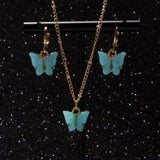 2020 Bohemian Women's Earrings Necklace Female Elegant Acrylic Butterfly Pendant Earring Necklace Jewelry Set Fashion Party Gift
