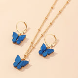 2Sets New Fashion Butterfly Temperament Jewelry Set Gifts Necklace & Earring Set For Women Wedding Bridal Party Jewelery Gifts