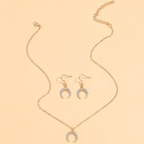 Sindlan Vintage Crystal Moon Gold Chain Pendant Earrings for Women Punk Trend Necklace Female Y2k Fashion Jewelry Set Pendientes