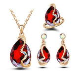 Fashion Silver Plated European and American jewelry crystal earrings necklace rings jewelry set