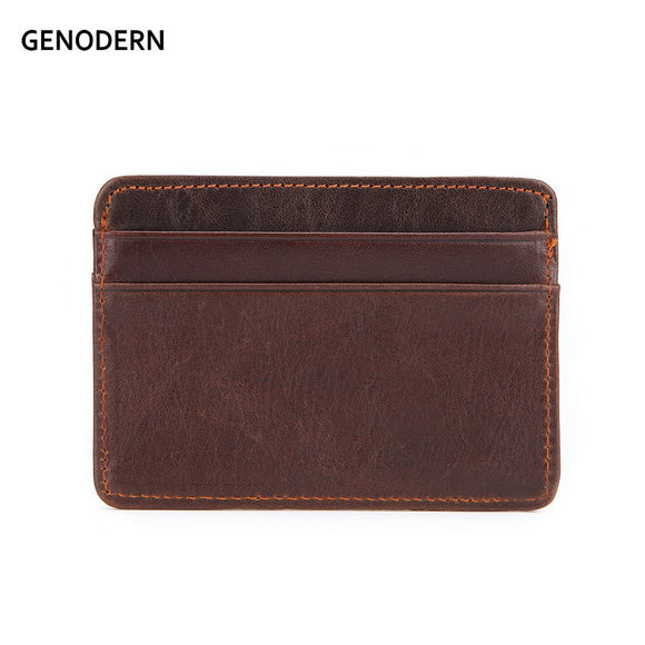 GENODERN Women & Man Genuine Leather Card Holder Cowhide Slim Card Wallet Small Thin Card Package
