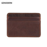 GENODERN Women &amp; Man Genuine Leather Card Holder Cowhide Slim Card Wallet Small Thin Card Package