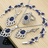 Vintage 925 Sterling Silver Jewelry Set Blue Sapphire Costume for Women Sapphire Amethyst Green Garnet Necklace Set Dropshipping