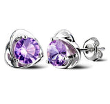 MUYE 925 Sterling Silver Amethyst Heart Pendant Necklace Earrings Set for Women&#39;s Fashion Fine Wedding Jewelry