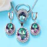 Women'S Jewelry Sets Wedding-Engagement Accessories Earring And Pendant 925 Silver Sky Blue Topaz Bridal Necklace Sets