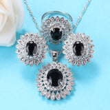 Silver 925 Sunflower Clip Earrings And Necklace Jewelry Sets For Women Romantic Wedding Accessories Gifts For Women