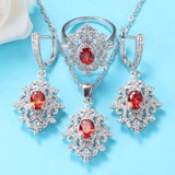 Pure White Crystal Wedding Jewelry Sets Silver 925 Earring And Necklace Pendant Ring For Women Bridal Costume