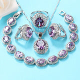 925 Sterling Silver Bridal Wedding-Engagement Jewelry Sets For Women Trendy Accessories 7-Colors Women Gift Jewelry