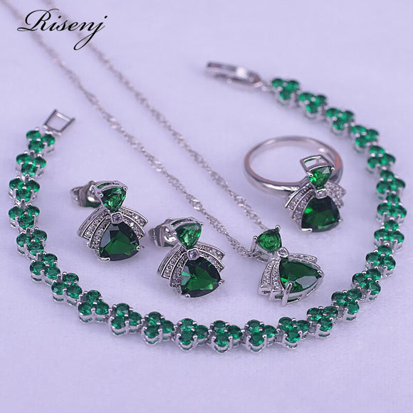 Moving Skirt 925 Sterling Silver Jewelry Set For Women Stud Earrings Ring Necklace Bracelet Set Silver 925 Costume Jewelry Set