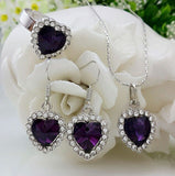 Promotional Titanic Crystal Jewelry Set Ocean Heart Three-Piece Necklace + Earrings + Ring Set Bridal Jewelry Wholesale