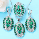 Big Jewelry Sets Silver 925 Wedding Fashion Costume Necklace Set White Cubic Zirconia Bracelet And Ring 6-Colors Women Gift