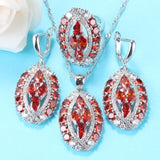 Big Jewelry Sets Silver 925 Wedding Fashion Costume Necklace Set White Cubic Zirconia Bracelet And Ring 6-Colors Women Gift
