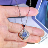 Silver 925 Jewelry Set Blue Zircon Stone Necklaces Ring Earring For Women Square Wedding Party Fine Jewelry Sets Hot Sale