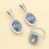 Mysterious 925 Silver Jewelry Sets For Women Wedding Multicolor Crystal Ring Earrings Pendant Necklace Bracelet Christmas Gift