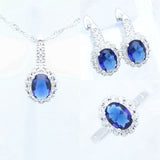 Garnet Ring Earrings Pendant Necklace Sweet Jewelry 925 Sterling Silver Jewelry Set for Women Free Gift Box