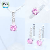 925 Sterling Silver Bridal Jewelry Set Sapphire Earrings Pendant Necklace Open Ring for Women Free Gift Box