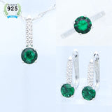 925 Sterling Silver Jewelry Set for Women Round Garnet Earrings Ring Pendant Necklace Set Simple and Exquisite Jewelry