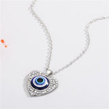 New Simple Women Heart Shape Turkish Evil Eye Pendant Necklace Choker  Eyes Chain Neck Accessory Lucky Friendship Jewelry Gifts