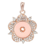 New Snap Pendant Necklace Rhinestone Rose Gold Necklaces Fit 18mm Snap Button Fashion Snap Jewelry