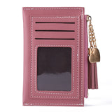 Fashion Women Wallets PU Leather Mini Wallet Multipurpose Casual Love Printing Tassel Layers Card Purse Holder