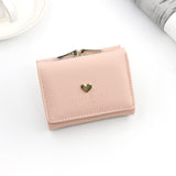 New Candy Color Fashion Women Coin Purse Leather Solid Color Vintage Short Wallet Heart Hasp Ladies Girls Card Holder Clutch Bag