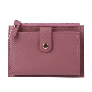 Pu Leather Women&#39;s Short Wallet Fashion Cute Small Coin Purse Hit Color Buckle Zipper Wallet Card Holder Cash Clip Clutch