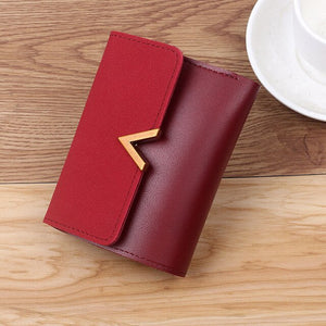 Women Stitching Leather Wallets Frosted Short Purses for Ladies Small Coin Pockets Hasp Mini Money Bags Girls Soft Card Holder