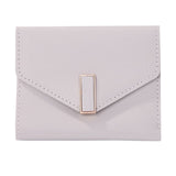Fashion PU Leather Trifold Short Wallet Women Casual Simple Multilayer Mini Card Holder Portable Solid Color Zipper Coin Purse