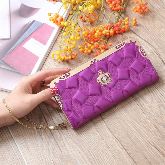 Women Girls Long Wallets Ladies Crown PU Leather Zipper Coin Purses Large Capacity Female Clutch Phone Money Card Holder