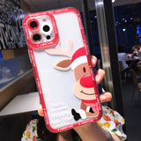 Cute Cartoon Daisy Flower Santa Elk Snow Happy New Year Letters Phone Case For iPhone 13 11 12 Pro Max X XR XS 7 8 Plus SE 2020