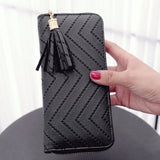 2021 Women Long Wallets Clutch White High Quality Leather Tassel Ladies Purse With Zipper Phone Coin Card Holder Cash Receipt