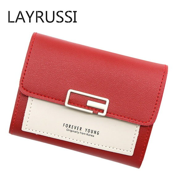 LAYRUSSI New Small Women's Wallet Female Short Wallet Cardholder Korean Style Folding Student Mini Fashion Wallet Coin Purse