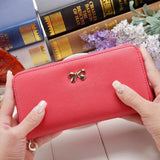 Womens Wallets Purses Plaid PU Leather Bowknot Long Wallet Hasp Phone Bag Money Coin Pocket Card Holder Female Wallet Purse
