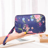 Women Wallet Canvas Bag Fabric Plant Printing Zipper Long Coin Purse Holders Large Capacity 3 Layers Wallet ID Card Storage Bag
