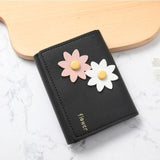Women Short Wallet Credit Card Holder PU Leather Cute Flower Small Purse Female Mini Wallets Pink Yellow Black Little Coin Purse