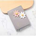 Women Short Wallet Credit Card Holder PU Leather Cute Flower Small Purse Female Mini Wallets Pink Yellow Black Little Coin Purse